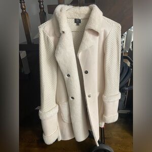 White / cream. Super soft thin sweater coat.